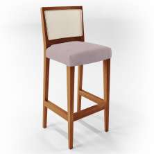 Banqueta Alta Para Cozinha Sala de Jantar Encosto em Tela Branco Zion L02 Suede Rosê - Lyam Decor