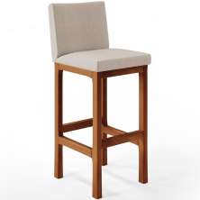 Banqueta Alta Para Cozinha Sala de Jantar Fixa Alya L02 Linho Bege - Lyam Decor