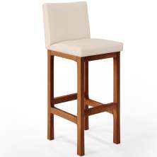 Banqueta Alta Para Cozinha Sala de Jantar Fixa Alya L02 Suede Bege - Lyam Decor