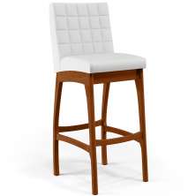 Banqueta Alta Para Cozinha Sala de Jantar Fixa Mila B04 Facto Branco Fosco - Lyam Decor