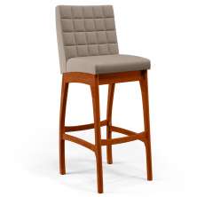 Banqueta Alta Para Cozinha Sala de Jantar Fixa Mila B04 Linho Bege - Lyam Decor