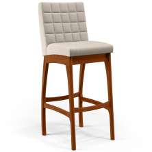 Banqueta Alta Para Cozinha Sala de Jantar Fixa Mila B04 Linho Cru - Lyam Decor