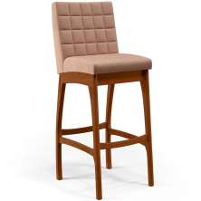 Banqueta Alta Para Cozinha Sala de Jantar Fixa Mila B04 Linho Rosê - Lyam Decor
