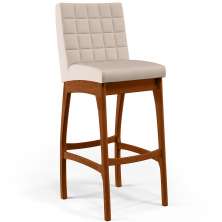 Banqueta Alta Para Cozinha Sala de Jantar Fixa Mila B04 Suede Bege - Lyam Decor