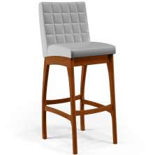 Banqueta Alta Para Cozinha Sala de Jantar Fixa Mila L02 Facto Cinza Metalizado - Lyam Decor