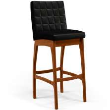 Banqueta Alta Para Cozinha Sala de Jantar Fixa Mila L02 Facto Preto Metalizado - Lyam Decor