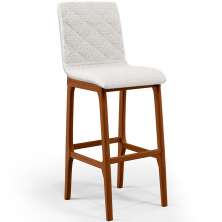 Banqueta Alta Para Cozinha Sala de Jantar Fixa Zoe B04 Bouclê Cru - Lyam Decor