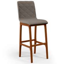 Banqueta Alta Para Cozinha Sala de Jantar Fixa Zoe B04 Linho Bege - Lyam Decor
