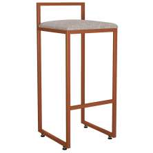 Banqueta Alta Para Cozinha Sala de Jantar Hanna L02 Bronze Linho Bege - Lyam Decor
