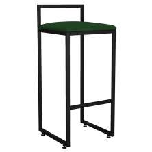Banqueta Alta Para Cozinha Sala de Jantar Hanna L02 Preto Suede Verde Musgo - Lyam Decor