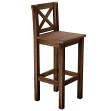 Banqueta Alta Rústica Com Encosto Arizona Base Fixa de Madeira Maciça Pinus W02 Imbuia - Lyam Decor