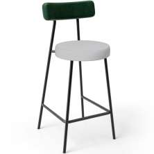 Banqueta Baixa Bar Cozinha E Sala De Jantar Milão L02 Facto Verde Musgo Linho Cinza - Lyam Decor