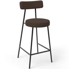 Banqueta Baixa Bar Cozinha Sala De Jantar Em Aço Milão L02 Suede Marrom - Lyam Decor