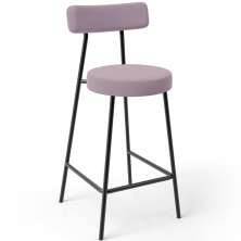 Banqueta Baixa Bar Cozinha Sala De Jantar Estrutura Em Aço Milão L02 Suede Rosê - Lyam Decor