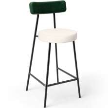 Banqueta Baixa Bar Cozinha Sala De Jantar Milão L02 Facto Verde Musgo Linho Cru - Lyam Decor