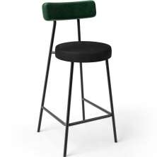 Banqueta Baixa Bar Cozinha Sala De Jantar Milão L02 Facto Verde Musgo Preto - Lyam Decor