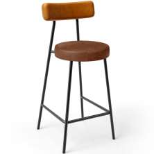 Banqueta Baixa Cozinha Sala Jantar Bancada Milão L02 Couríssimo Whisky Marrom - Lyam Decor