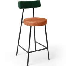 Banqueta Baixa Cozinha Sala Jantar Bancada Milão L02 Facto Verde Musgo Camel - Lyam Decor