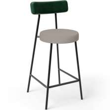Banqueta Baixa Cozinha Sala Jantar Bancada Milão L02 Facto Verde Musgo Linho Bege - Lyam Decor