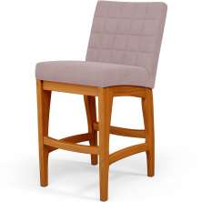 Banqueta Baixa Para Cozinha Bancada Bar Sala De Jantar Fixa Mila L02 Suede Rosê - Lyam Decor