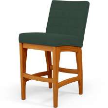 Banqueta Baixa Para Cozinha Bancada Sala De Jantar Fixa Mila L02 Suede Verde Musgo - Lyam Decor