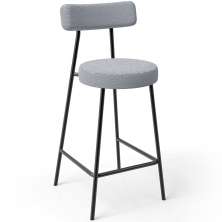 Banqueta Baixa Para Cozinha Sala De Jantar Bar Bancada Milão L02 Bouclê Cinza - Lyam Decor