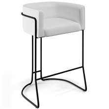 Banqueta Decorativa Fixa Base De Aço Preto Betina D02 Corano Branco C-12 - Lyam Decor