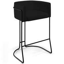 Banqueta Decorativa Fixa Base De Aço Preto Betina D02 Corano Preto B-97 - Lyam Decor