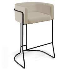 Banqueta Decorativa Fixa Base de Aço Preto Betina D02 Corano Bege C-26- Lyam Decor