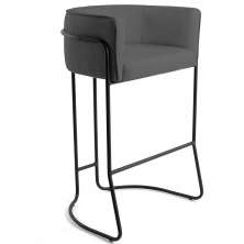 Banqueta Decorativa Fixa Base de Aço Preto Betina D02 Corano Cinza C-03 - Lyam Decor