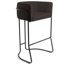 Banqueta Decorativa Fixa Base de Aço Preto Betina D02 Corano Marrom C-34- Lyam Decor