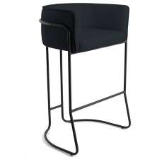 Banqueta Decorativa Fixa Base de Aço Preto Betina D02 Corano Preto C-05 - Lyam Decor