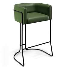 Banqueta Decorativa Fixa Base de Aço Preto Betina D02 Corano Verde Musgo B-89 - Lyam Decor
