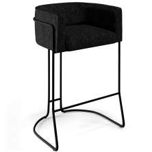 Banqueta Decorativa Fixa Base de Aço Preto Betina D02 Linho Chumbo D-465 - Lyam Decor