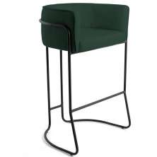 Banqueta Decorativa Fixa Base de Aço Preto Betina D02 Linho Verde Musgo C-117 - Lyam Decor