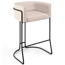 Banqueta Decorativa Fixa Base de Aço Preto Betina D02 Veludo Bege C-309 - Lyam Decor