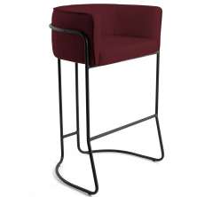Banqueta Decorativa Fixa Base de Aço Preto Betina D02 Veludo Marsala C-278 - Lyam Decor
