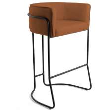 Banqueta Decorativa Fixa Base de Aço Preto Betina D02 Veludo Telha C-262 - Lyam Decor