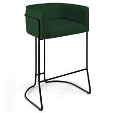 Banqueta Decorativa Fixa Base de Aço Preto Betina D02 Veludo Verde Musgo C-303 - Lyam Decor