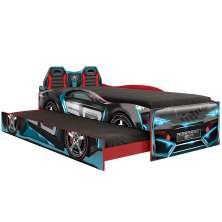 Bicama Infantil Com Proteção Lateral Quarto Speed Run Led P04 Vermelho Azul - Lyam Decor