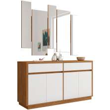 Buffet Para Sala de Jantar Ana N01 Com Moldura Espelho Ypê Off White - Lyam Decor