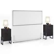 Cabeceira Box King Vicenza 195 Facto Branco L02 E 2 Mesas De Cabeceira Work Preto - Lyam Decor
