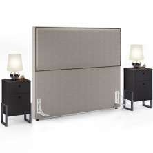 Cabeceira Box King Vicenza 195 cm Bouclê Bege L02 Com 02 Mesas De Cabeceira Work Preto - Lyam Decor