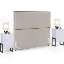Cabeceira Box King Vicenza 195 cm Bouclê Creme L02 Com 2 Mesas De Cabeceira Work Branco - Lyam Decor