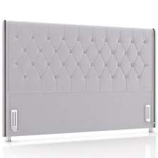 Cabeceira Cama Box King 195cm Estofada Frizza P05 Veludo Cinza - Lyam Decor