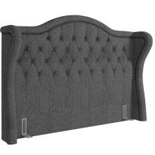 Cabeceira Cama Box Queen 160 cm P05 Lisboa Linho Cinza Escuro - Lyam Decor