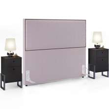 Cabeceira Casal Vicenza 140 cm Bouclê Rosê L02 Com 02 Mesas De Cabeceira Work Preto - Lyam Decor