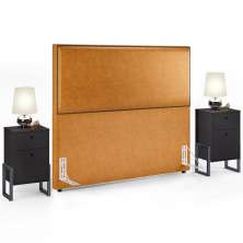 Cabeceira Casal Vicenza 140cm Couríssimo Whisky L02 E 2 Mesas De Cabeceira Work Preto - Lyam Decor