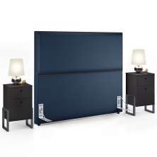 Cabeceira Casal Vicenza 140cm Facto Azul Marinho L02 E 2 Mesas De Cabeceira Work Preto - Lyam Decor