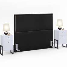 Cabeceira Queen Vicenza 160cm Couríssimo Preto L02 Com 02 Mesa de Cabeceira Work Branco - Lyam Decor